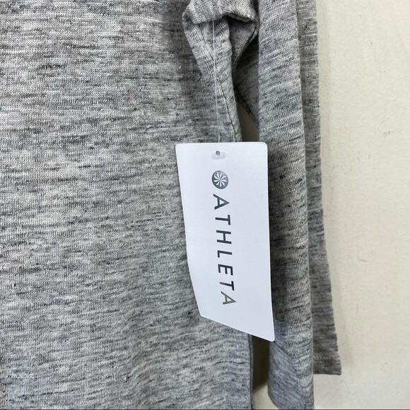 NEW ATHLETA GRAY SPLIT NECK 3/4 SLEEVE ZEPHYR 100% LINEN TOP TEE SHIRT XS - Picture 6 of 11